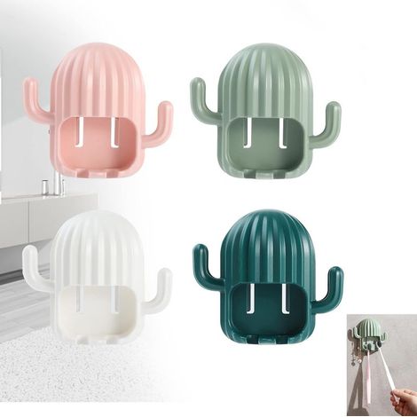 Support Brosse a dent, Porte Brosse à Dents Mural, 4pcs Support de Brosse à Dents étanche Multifonctionnel réutilisable Crochets Auto-adhésifs Mignons, Crochet pour Brosse à Dents, pour Salle de Bain (1/5)