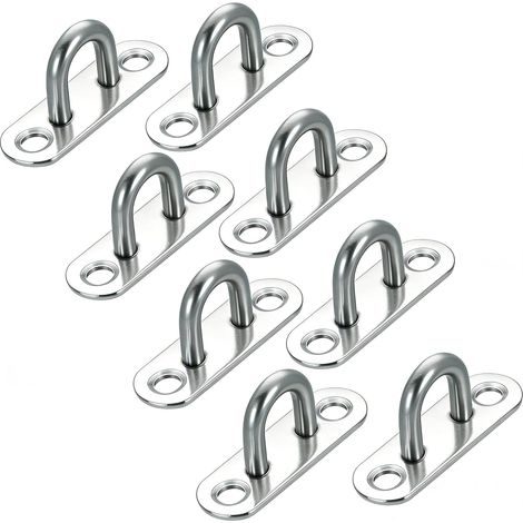 8 piezas de puente de acero inoxidable, placa de ojo de acero inoxidable M6, placa de ojo de acero inoxidable, ganchos de techo y montaje en pared para colgar sillas colgantes, hamacas de yoga (1/5)