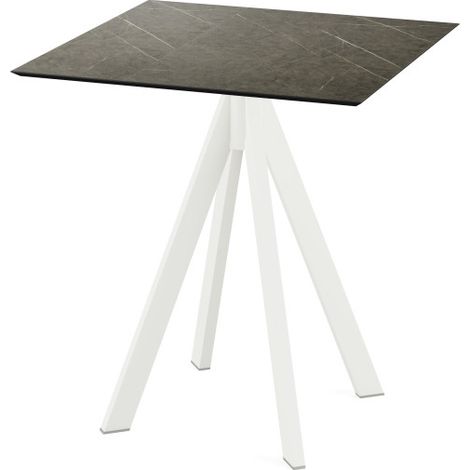 Infinity table de bistrot avec piètement blanc + plateau HPL Midnight Marble 70x70 cm - Feros (1/3)