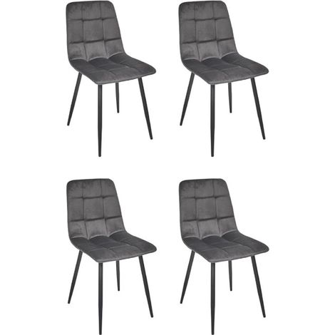 Lot de 4 Chaises "Mateo" 88cm Gris Foncé (1/5)