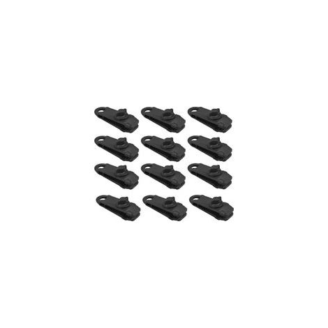 Clips noirs pour bâche, lot de 12, robustes, pour bâches, tentes, caravanes, jardins, toiles d'ombrage, bateaux