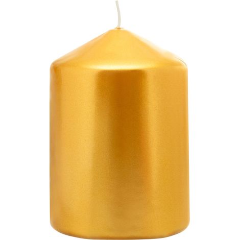 Kerze MagicHome Weihnachten, 7x10 cm, zylindrisch, golden, Metallic-Effekt (1/2)