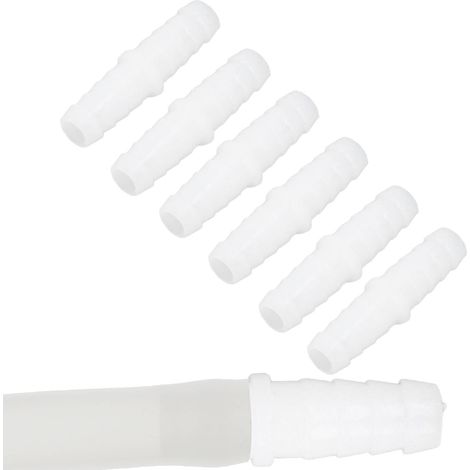 10 Pièces Connecteur de Tuyau en Plastique, 6mm Droit égal épisseuse bBarbelé Mender Joint Union Adaptateur Raccord pour Tuyau de Pompe (6-6mm direct) (1/5)