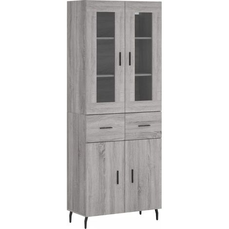 Aparador cajonera mueble almacenaje organizador cocina salón salón alto sonoma 695 x 34 x 180 cm madera de ingeniería gris 020035509 (1/5)