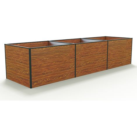 GFP Hochbeet Kräuter-Gemüse-Beet KINGSIZE DANIELA Aluminium - 351 x 77 x 77 cm - Holzoptik - formstabil und witterungsbeständig mit Aluminium-Hohlkammerprofilen