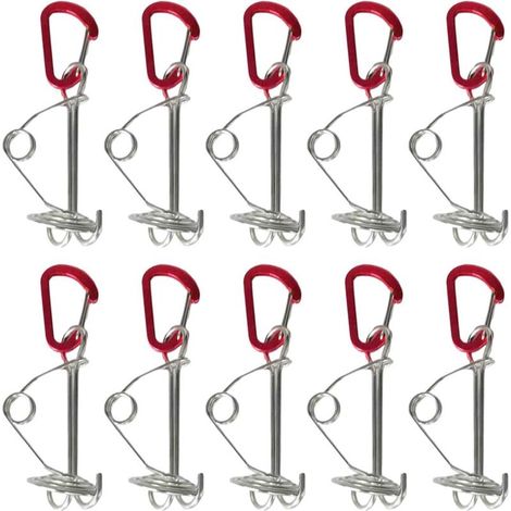 10pcs Deck Anchor Peg with Spring Buckle Hook Tool High Strength Tent Stakes Octopus Rope Tensioner