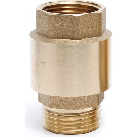Valvola di ritegno in ottone con filettatura esterna/interna, rame puro, 1" (320 g) DN25, ingresso filettatura interna, uscita filettatura esterna