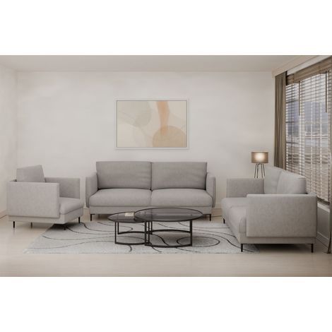 Sofaset Designersofas HELMER 3-2-1 Stoff Vibe Grau