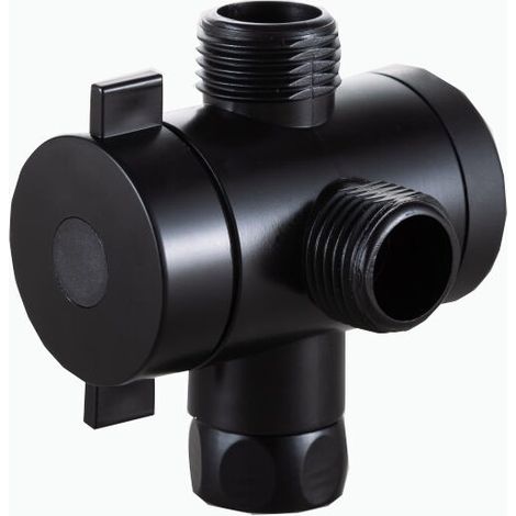 [NEVER USED] 3 Way Shower Diverter Adjustable Shower Head T-Adapter Bathroom Faucet Diverter Connector Bathroom Accessories (Black)