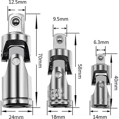 (3 pièces) Outil adaptateur de douille de rallonge d'angle à cliquet - Adaptateur flexible manuel et pneumatique (1/5)