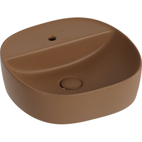 Lavabo d'appoggio marrone in ceramica da 40x40 cm - Serie Nature (1/3)