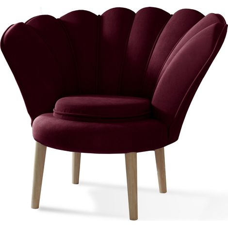 Fauteuil coquillage velours bordeaux Skidra (1/5)