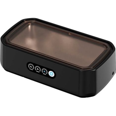 Pulitore a ultrasuoni di grande capacità da 650 ml per gioielli, occhiali, protesi dentarie e apparecchi ortodontici, con timer digitale da 3/6/12 minuti, colore nero. (1/5)
