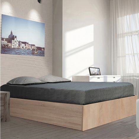 Kastenbett BILBAO 160x200 cm + Bettkasten / Eiche gebleicht/ 206x167x33 (1/4)