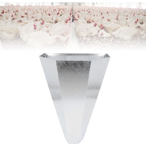 Embudo de recepción de aves de corral fabricado en acero galvanizado para pollos y pavos de hasta 8 libras, diseño seguro con fondo plano y fácil limpieza. (1/5)