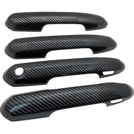Accessoires auto : poignées de porte 4 poignées, 2 boutons, extérieur en fibre de carbone noire de luxe avec revêtement ABS pour Toyota Crown Crossover S235 2023-2024. (1/5)