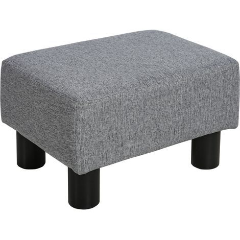 Repose-pieds rectangulaire bas rembourré pour salon ou chambre, 40 x 30 x 24 cm, gris (1/5)