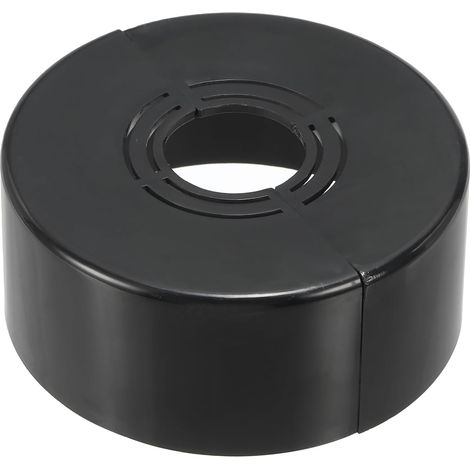 Geschlitzte Wandrosette (0,8 / 1 / 1,3 Zoll), runde, zuschneidbare ABS-Abdeckplatte (1,2 Zoll dick) mit Clip-System für Wasserleitungen und Armaturen – Schwarz (1/5)