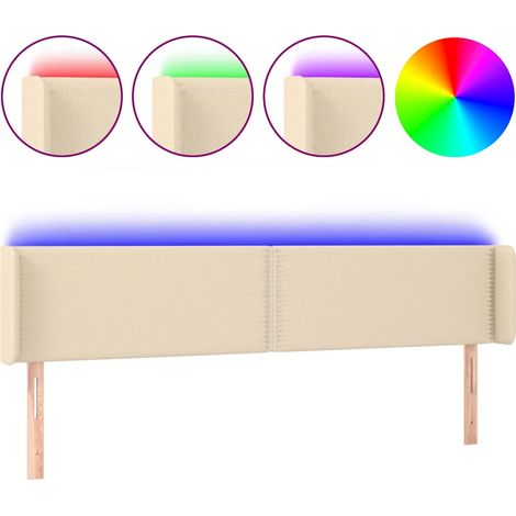 Maison Exclusive - Cabecero con LED de tela crema 183x16x78/88 cm (1/5)