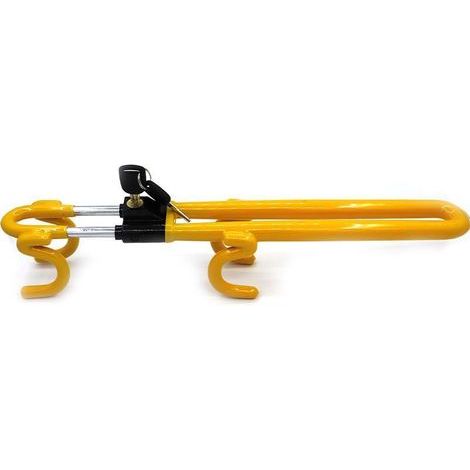Antivol Voiture, Canne Antivol Voiture, Antivol Volant Voiture, Barre Sécurité Véhicule, Haute Visibilité, Robuste, Ajustement Universel, 2 Clés(Jaune) (1/5)