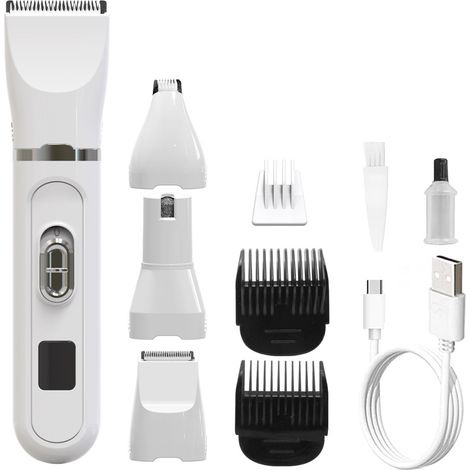 Kit professionnel 4 en 1 de toilettage et d'hygiène pour chiens avec écran LCD pour l'entretien du pelage et des griffes à domicile.-AquaForge (1/5)