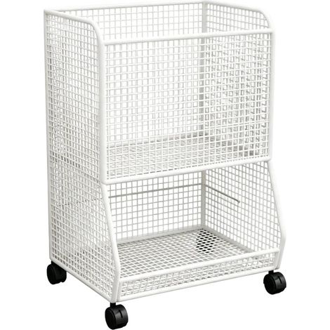 Laundry trolley with wheels, ventilated, elegant white with wheels (1/5)