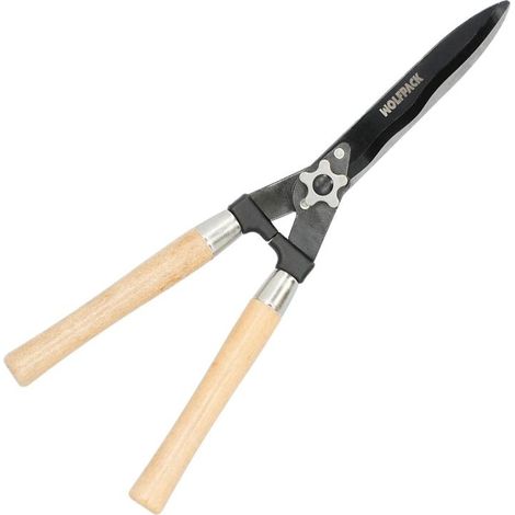 tijeras podar setos 2 manos mangos madera 54 cm. hojas acero antiadherente, ajuste corte