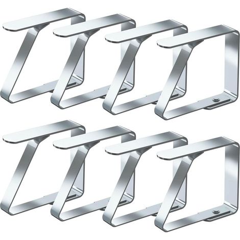 Pinces à Nappe 8 Pièces, Acier Inoxydable Nappe Clips Anti-Glissant, Convient à Tables de 1 à 3 cm d'épaisseur (Petit x 8 Pièces) (1/5)
