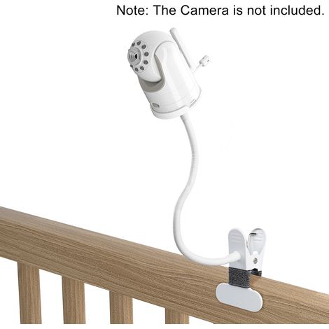 Support à clip compatible avec les caméras de surveillance pour bébé Infant DXR-8 et DXR-8 PRO. Kit de fixation flexible par rotation pour se fixer aux étagères du berceau ou du lit bébé. (1/2)