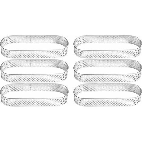 Lot de 6 Moules à Tartelettes en Acier Inoxydable, Cercles à Pâtisserie avec Trou d'Aération 15x6.5x2 cm, Résistants à la Chaleur pour Quiches Lorraines, Gâteaux et Mousses (1/5)