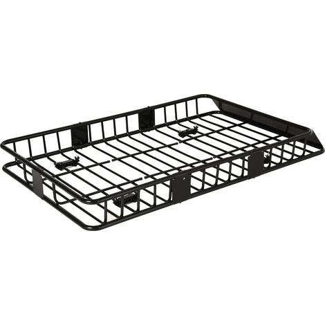 Panier de toit auto réglable en métal noir 162x99x16 cm avec capacité 100 kg (1/5)