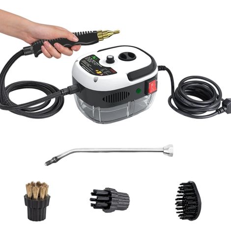 2500 W Nettoyeur vapeur portable - Nettoyeur vapeur à haute température - Avec têtes de brosse - Pour meubles de cuisine, salle de bain, voiture,blanc (1/5)