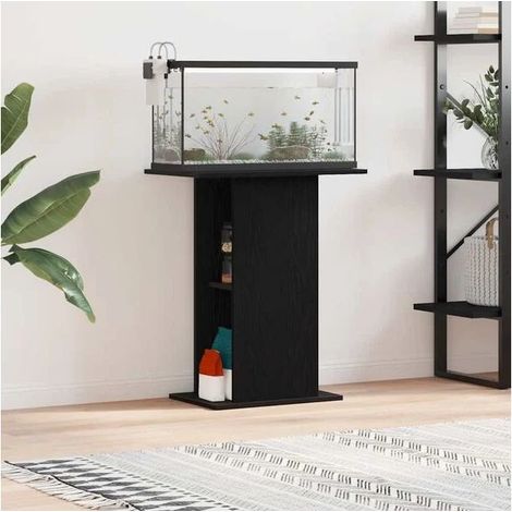 Support pour aquarium en chêne noir, 60,5 x 36 x 72,5 cm (1/4)