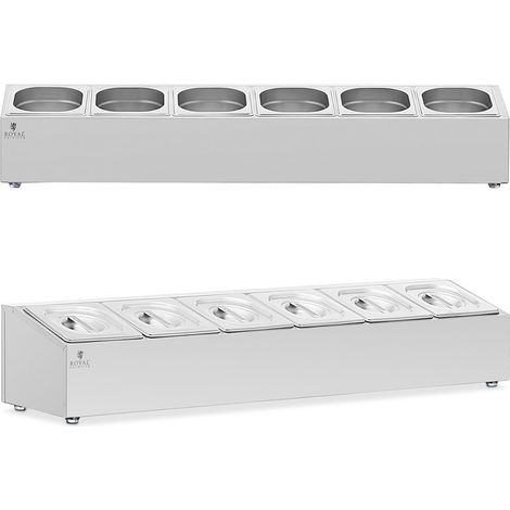 Présentoir pour bacs restauration 6 x GN 1/6 11,4 l + bacs avec couvercles (1/5)