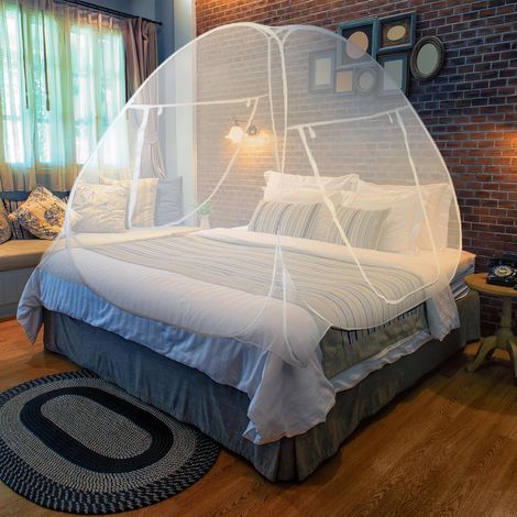 Tragbares Moskitonetz fürs Bett, 203 x 180 x 160 cm (Weiß) (1/5)