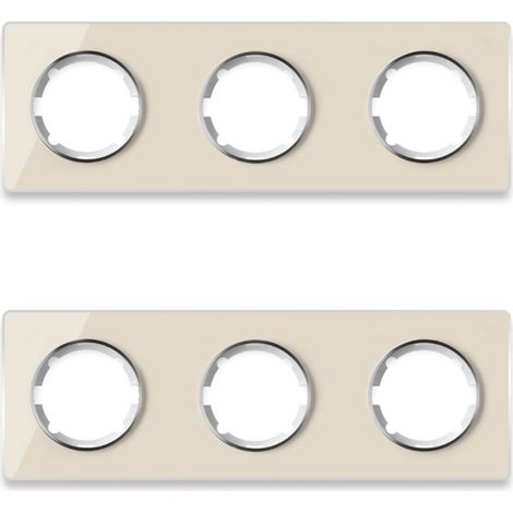 Plaque de finition Garda, en verre, horizontal, 3 postes (lot de 2) - beige