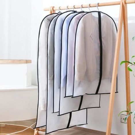Lot de 20 Housses de Vêtements avec Zip, Housses de Protection Semi Transparentes pour Costume/Manteaux/Robe Longue,4 (1/4)