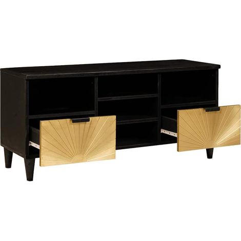 Maison Exclusive - Mobile TV Nero e Oro 100 x 33 x 46 cm Legno multistrato