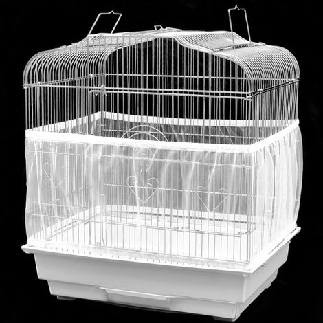 Accessoire pour cage à oiseaux : filet de protection aéré lavable en machine, récupérateur de graines (blanc), grande taille (1/5)