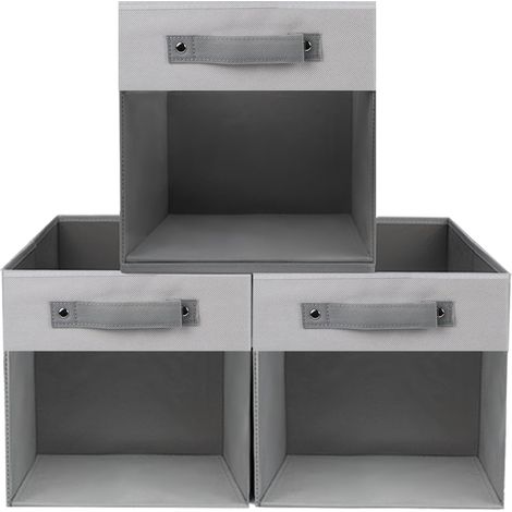Lot de 3 boîtes de rangement avec fenêtre pratique, paniers de rangement multi-usages avec poignée robuste, aide de rangement pliable pour étagères, armoires, chambre d'enfant, bureau (1/5)