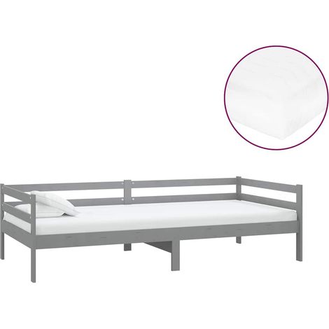 Maison Exclusive - Tagesbett mit Matratze 90x200 cm Grau Kiefer M (1/5)