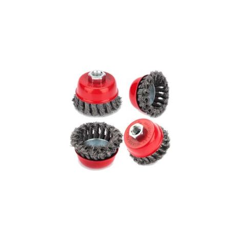 Brosse Métallique pour Meuleuse - 4pcs Brosse à Fils Métalliques Torsadés M14 75mm / 100mm,TRIMEC (1/4)