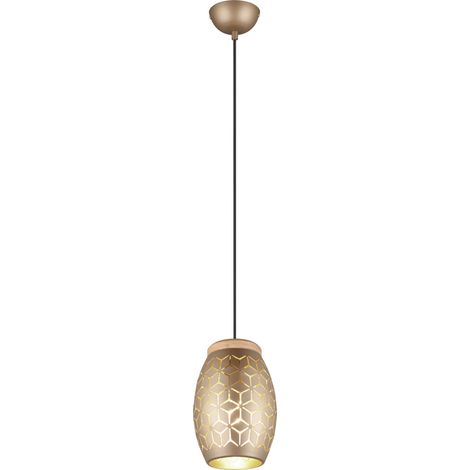 Kleine Pendelleuchte BIDAR in Coffee mit ausgefallenem Stanzmuster, Ø 15cm (1/3)