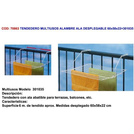 FPLUS tendedero multiusos alambre ala desplegable 60x58x22 301035
