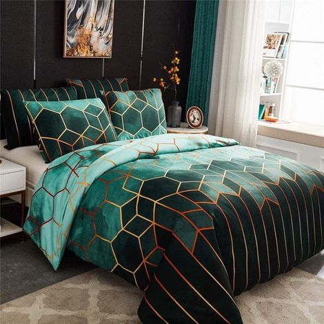 Housse de couette 135x200cm + 2 taies d'oreiller 50x75cm-Parure de couette microfibre-Parure de lit soie (1/5)