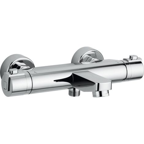 Nobili – Mitigeur thermostatique de baignoire – Corps laiton chromé – Blocage sécurité à 38° – Inverseur bain/douche sur poignée – Entraxe 150 mm