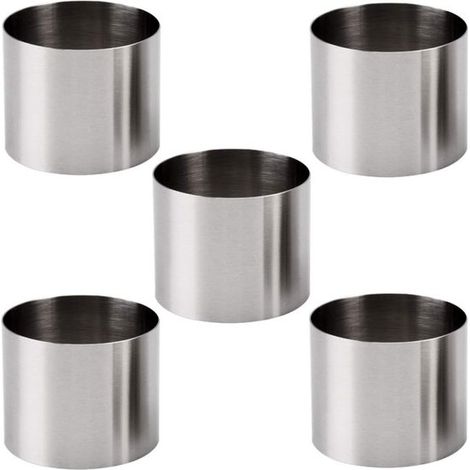 Ensemble de 5 moules à gâteaux ronds en acier inoxydable, cercle à gâteau rond, moule à mousse en acier inoxydable, emporte-pièce pour gâteaux et pâtisseries, facile à utiliser (1/5)