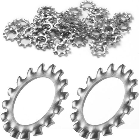 Dent Externe Étoile Rondelles M5 x 10mm, 100 Pièces Rondelle en Étoile Dentelées, Dents en Acier Inoxydable 304 étoile Rondelle de Blocage, Rondelles de Verrouillage à Vitesse Rapide (1/5)