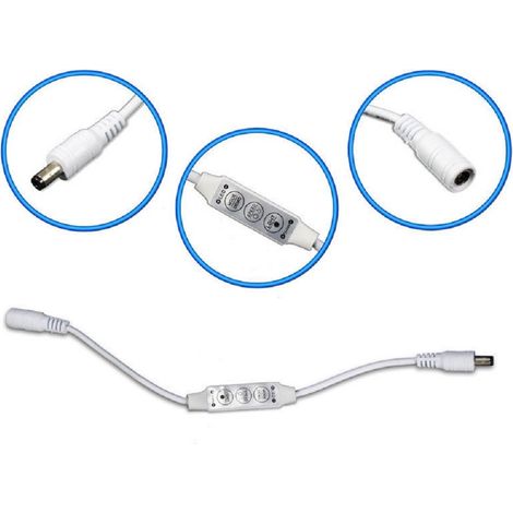 TRADE SHOP - Controller Strisce Led Dimmerabile Con Connettore Jack 5mm Maschio A Femmina - Bianco
