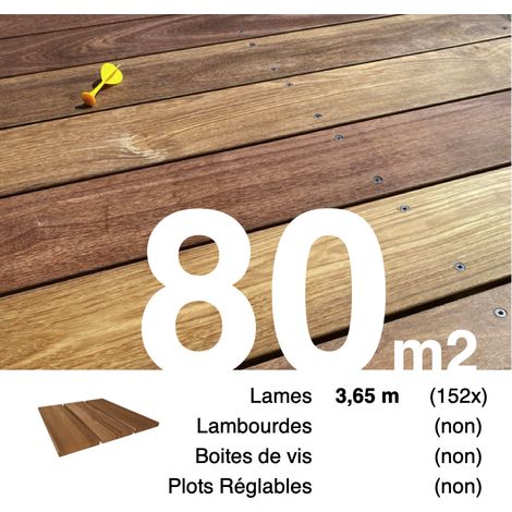 Planches de terrasse bois exotique CUMARU pour 80 m² • Longueur 3,65 m • Livraison gratuite